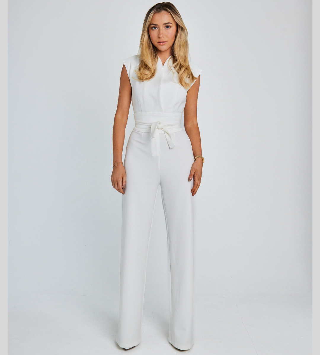 mouwloze witte jumpsuit